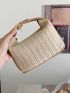 Mini Contrast Binding Straw Bag Vacation For Summer