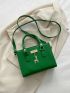 Mini Square Bag Green Deer Decor Double Handle