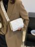 Mini Square Bag Fashionable White Quilted Flap PU For Office