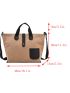 Large Braided Tote Bag Color Block Polyester Magnet With Adjustable-strap For Daily Life