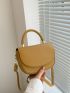 Mini Saddle Bag Top Handle Solid Yellow Fashion Style