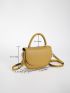 Mini Saddle Bag Top Handle Solid Yellow Fashion Style