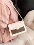 Color Block Square Bag Fashionable Flap With Adjustable-strap For Daily Life