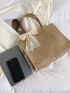 Small Straw Bag Bow Decor Vacation