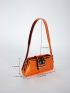 Metallic Baguette Bag Eyelet & Buckle Decor PU Funky For Daily Life