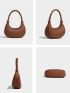 Minimalist Hobo Bag Brown Medium Elegant For Daily Work