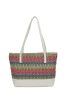 Medium Straw Bag Colorblock Geometric Pattern