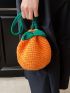 Mini Neon Orange Crochet Bag Orange Shape Drawstring Design