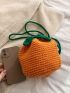 Mini Neon Orange Crochet Bag Orange Shape Drawstring Design