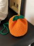 Mini Neon Orange Crochet Bag Orange Shape Drawstring Design