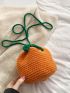 Mini Neon Orange Crochet Bag Orange Shape Drawstring Design