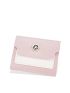 Two Tone Small Wallet PU Metal Decor Tri-Fold