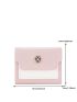 Two Tone Small Wallet PU Metal Decor Tri-Fold