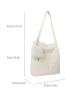 Beige Shopper Bag With Coin Purse Preppy Polyester