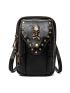 Women's Shoulder Crossbody Bag Outdoor Skull Motorcycle Bag Mobile Phone Bag Gothic Mini Crossbody Bag, Punk Skull & Studded Decor Phone Purse, Vintage Pu Shoulder Bag (4.72 X 7.28 X 2.17) Inch