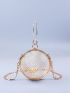 Mini Circle Bag Hollow Out Design Metallic Gold