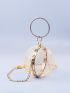 Mini Circle Bag Hollow Out Design Metallic Gold