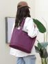 Pocket Front Shopper Bag Minimalist Purple