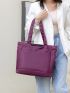 Pocket Front Shopper Bag Minimalist Purple