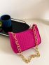 Neon Pink Hobo Bag Crocodile Embossed Funky Style