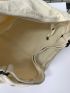 Large Hobo Bag Minimalist Solid Beige