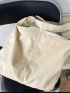 Large Hobo Bag Minimalist Solid Beige