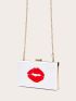 Mini Box Bag Red Lip Graphic Chain Strap