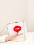 Mini Box Bag Red Lip Graphic Chain Strap