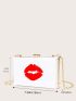 Mini Box Bag Red Lip Graphic Chain Strap