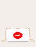 Mini Box Bag Red Lip Graphic Chain Strap