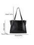 Black Shoulder Tote Bag Crocodile Embossed Double Handle PU