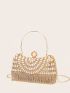 Mini Faux Pearl & Rhinestone Decor Box Bag for Party