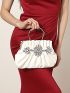 Rhinestone Decor Ruched Detail Ring Ruched Bag For Party