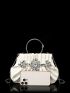 Rhinestone Decor Ruched Detail Ring Ruched Bag For Party