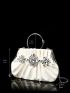 Rhinestone Decor Ruched Detail Ring Ruched Bag For Party