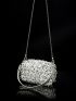 Mini Sequin Decor Colorblock Box Bag For Evening Party