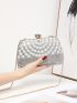 Mini Rhinestone & Faux Pearl Decor Colorblock Box Bag for Evening Party