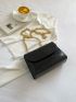 Mini Snakeskin Embossed Black Square Bag for Women