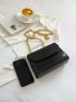 Mini Snakeskin Embossed Black Square Bag for Women