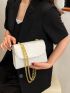 Mini Snakeskin Embossed White Square Bag For Women