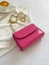 Mini Snakeskin Embossed Neon Pink Square Bag for Women