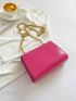 Mini Snakeskin Embossed Neon Pink Square Bag for Women