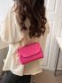 Mini Snakeskin Embossed Neon Pink Square Bag for Women