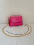 Mini Snakeskin Embossed Neon Pink Square Bag for Women