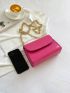 Mini Snakeskin Embossed Neon Pink Square Bag for Women