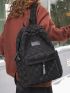 Checkered Pattern Letter Patch Decor Classic Backpack