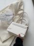 Buckle Decor Flap Square Bag Fashion White