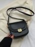 Mini Black Flap Fashion Saddle Bag for Work & Office