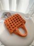 Mini Hollow Out Crochet Bag Solid Color Double Handle