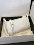 Scallop Detail White Square Bag for Women